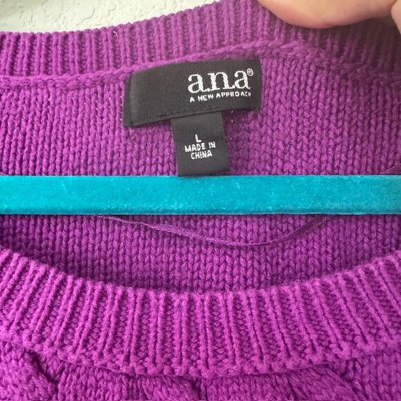 a.n.a Womens Purple Cable Knit Long Sleeve Sweater Womens size Large - Picture 7 of 7